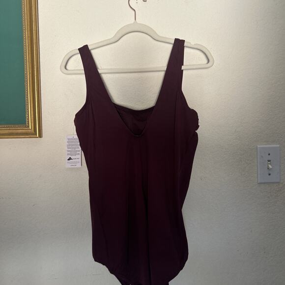 Lands' End Women's Tugless X-Back One Piece Swimsuit Burgundy Spritz 16L - Picture 5 of 6